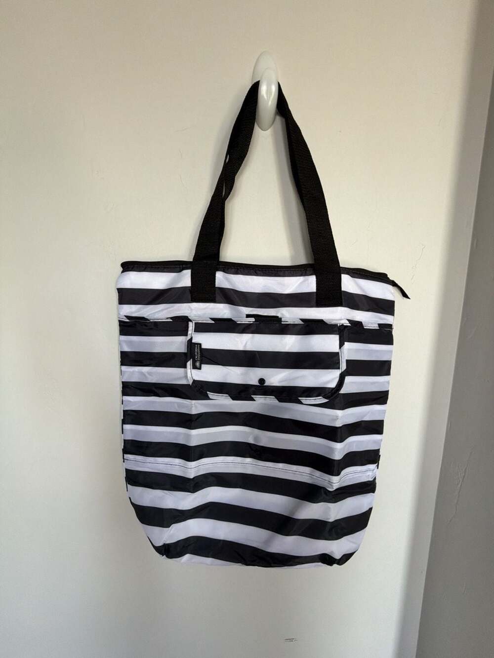 California Innovations Insulated Black and White Stripe Cooler Tote Bag